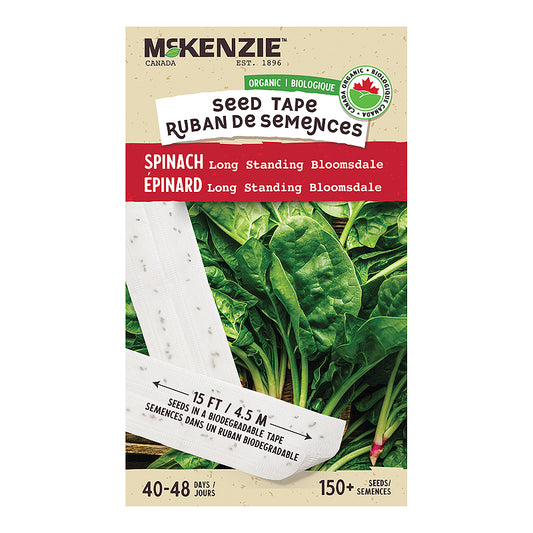 Organic Spinach Seed Tape, Long Standing Bloomsdale