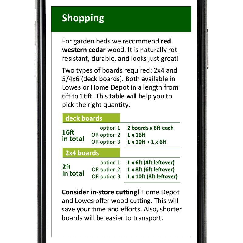 Garden Bed Plan rectangular 2x6 standard height