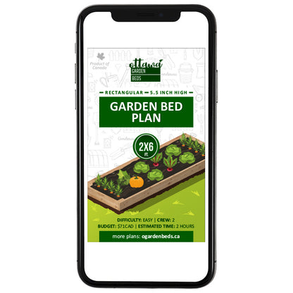 Garden Bed Plan rectangular 2x6 standard height