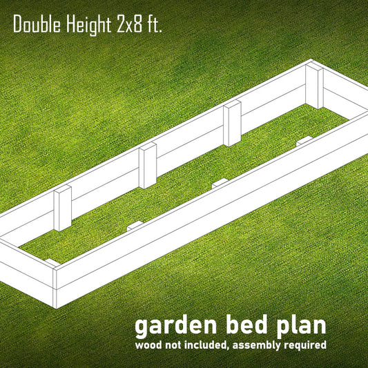 Garden Bed Plan rectangular 2x8 double height