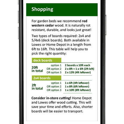 Garden Bed Plan rectangular 2x8 standard height