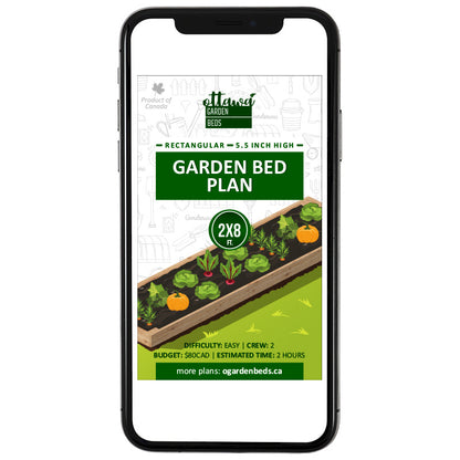 Garden Bed Plan rectangular 2x8 standard height