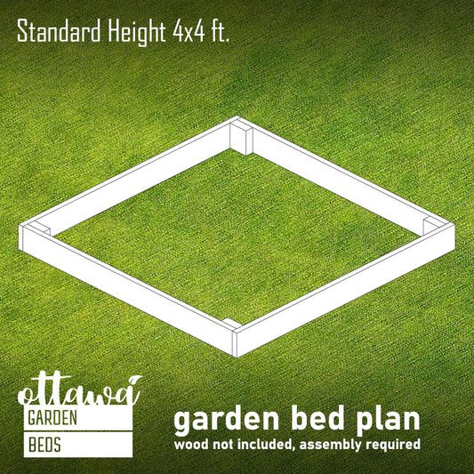 Garden Bed Plan rectangular 4x4 standard height