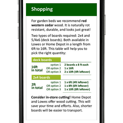 Garden Bed Plan rectangular 4x4 standard height